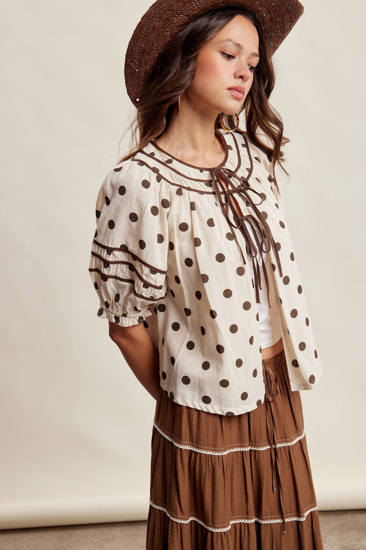 Polka Dot Ruffle Blouse