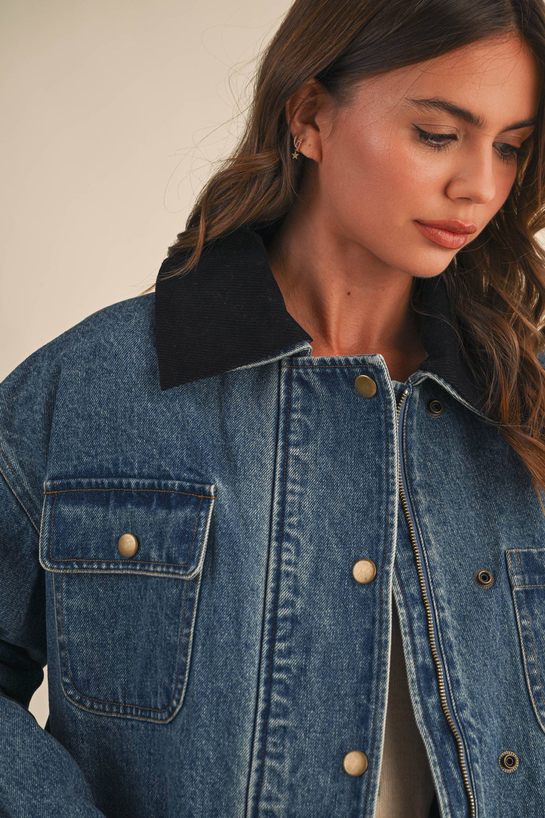 The Corduroy-Collar Denim Jacket