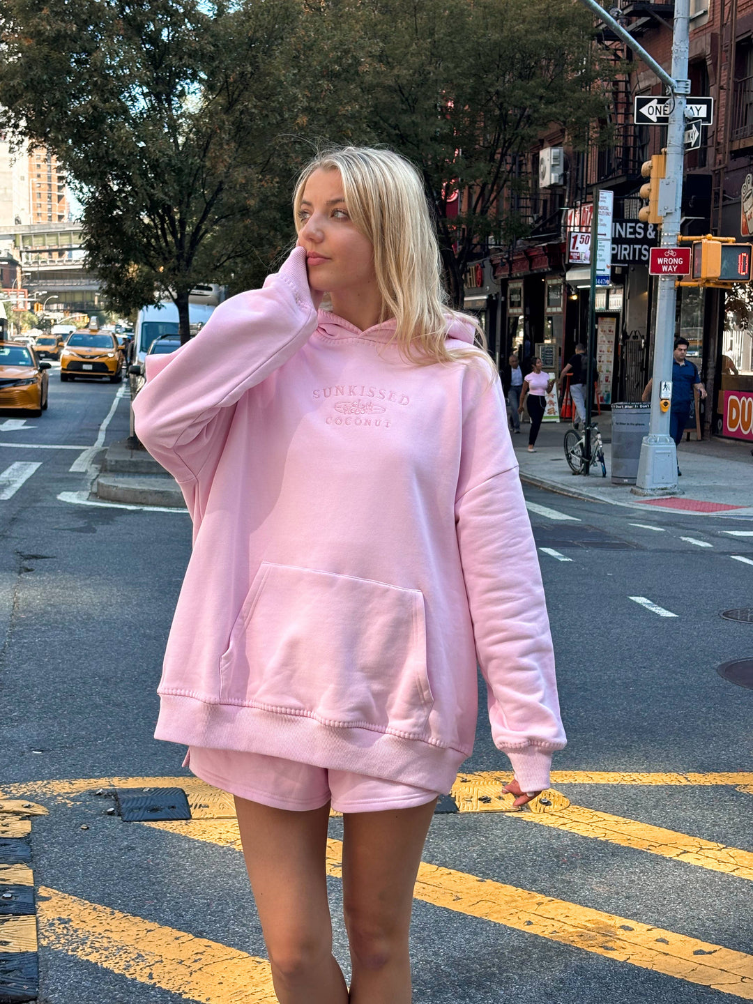 Light Pastel Magenta Stitched Sunkissedcoconut Logo Hoodie 100% Cotton - Baycreek & Co