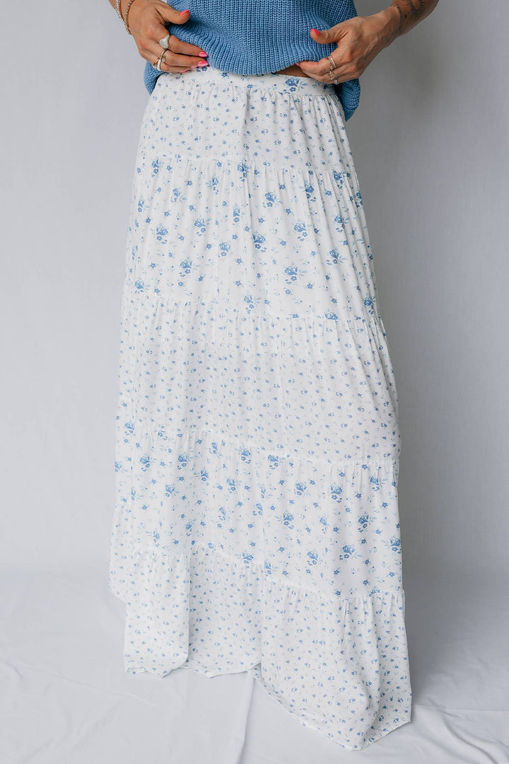 LDC High Waist Tiny Floral Print Boho Maxi Skirt - Baycreek & Co