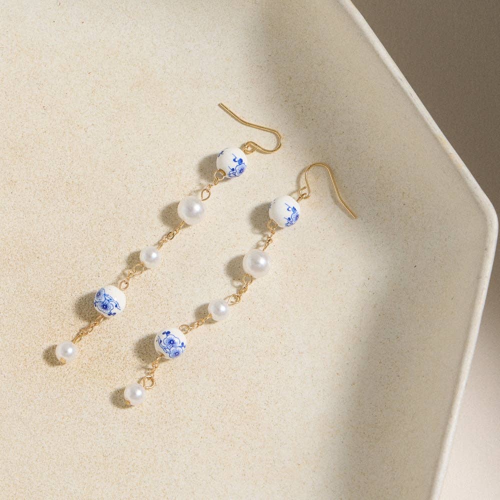 Blue Pearl Drop Earrings