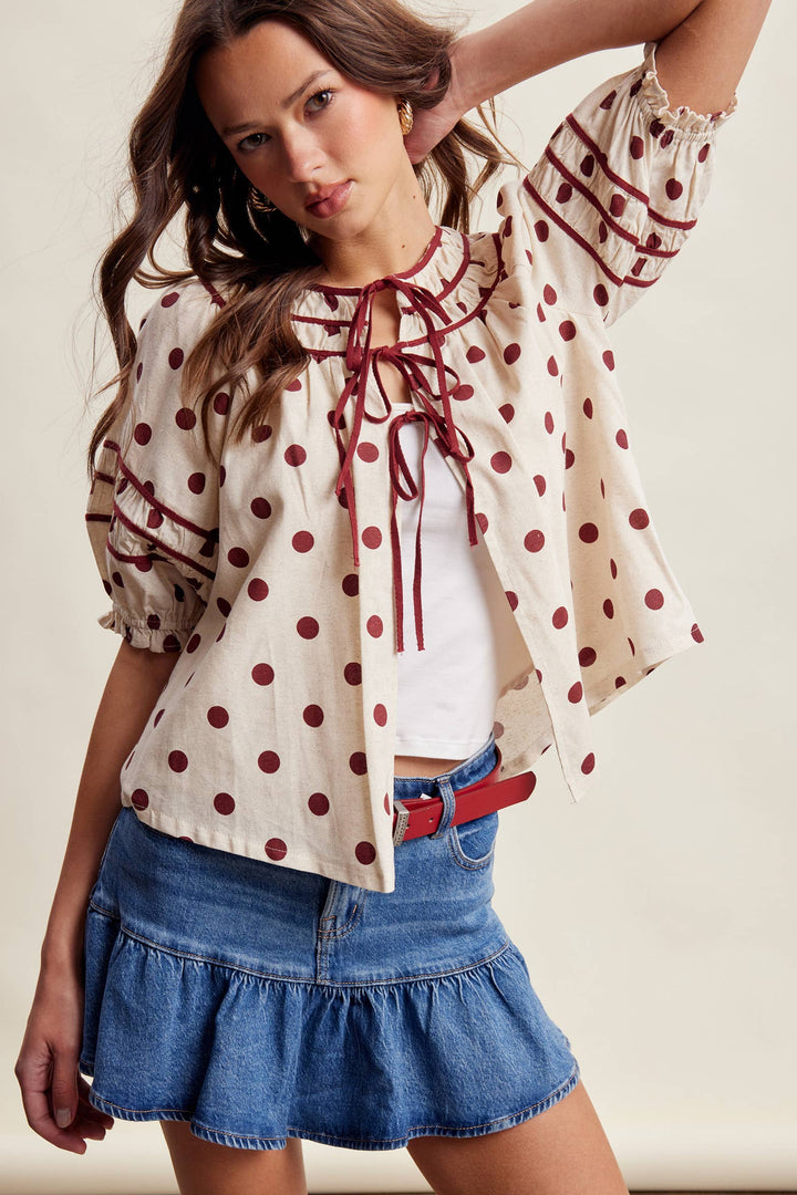 Polka Dot Ruffle Blouse