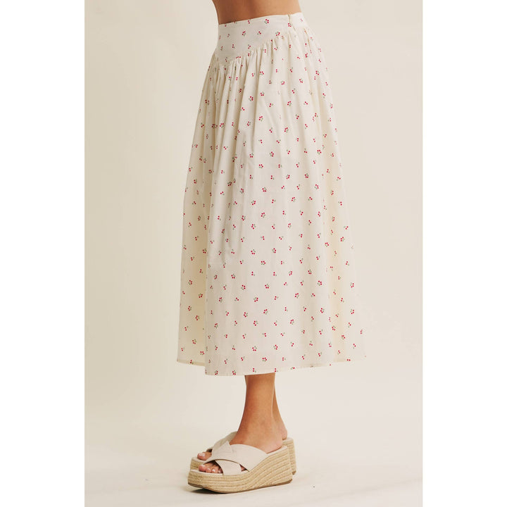 Cotton Cherry Midi Skirt