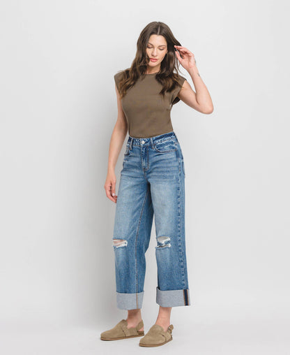 High Rise Cuffed Jeans