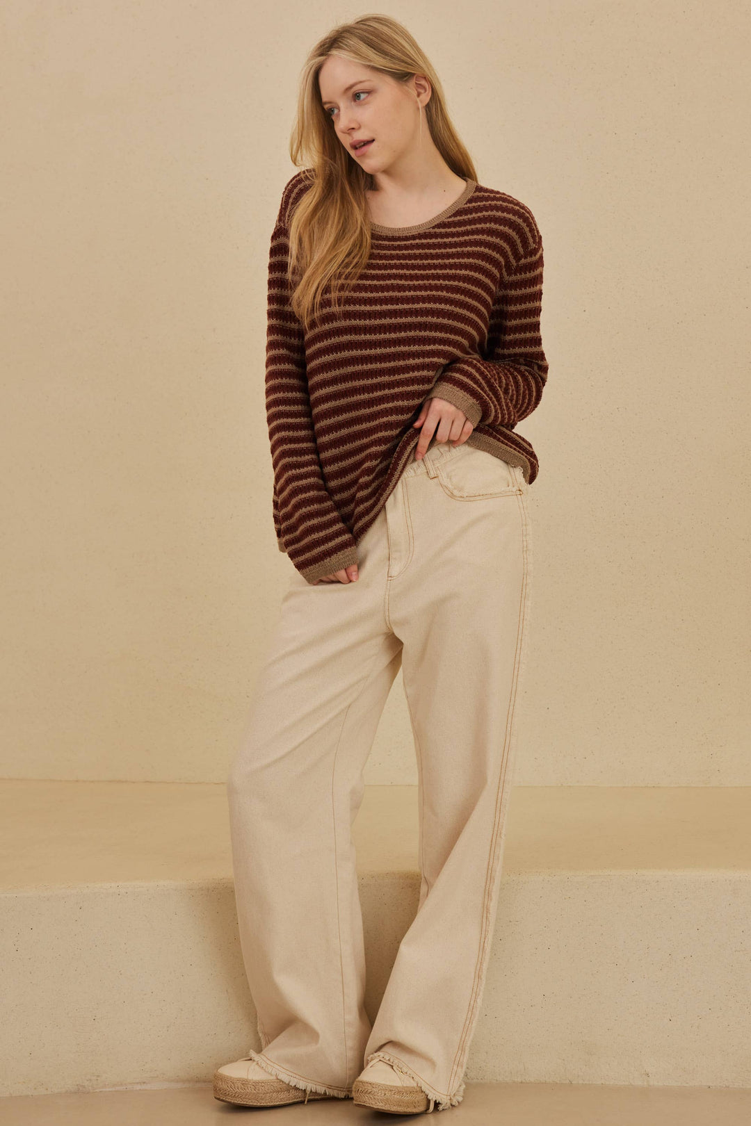 Striped Relaxed Fit Sweater - Baycreek & Co