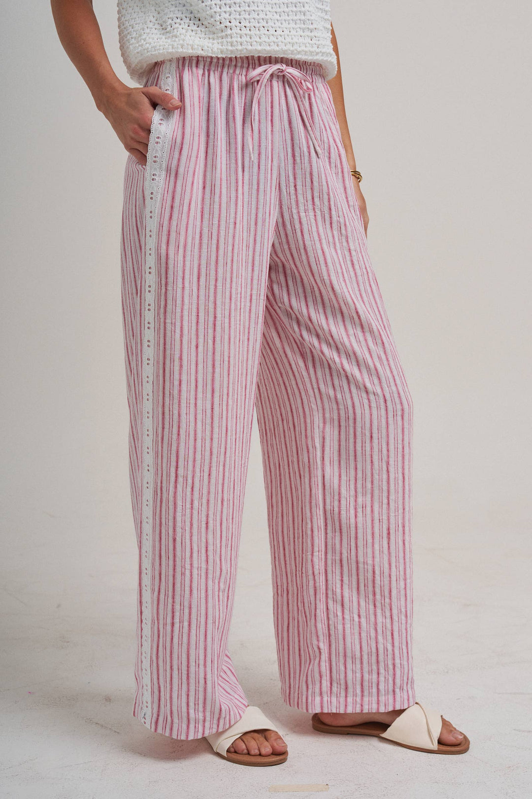 Pink Lace & Linen Bottoms