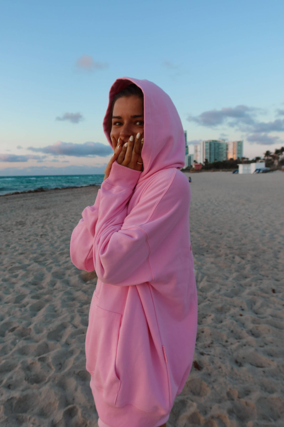 Lottie Pink Bikini Beaded Ocean Hoodie 100% Cotton - Baycreek & Co