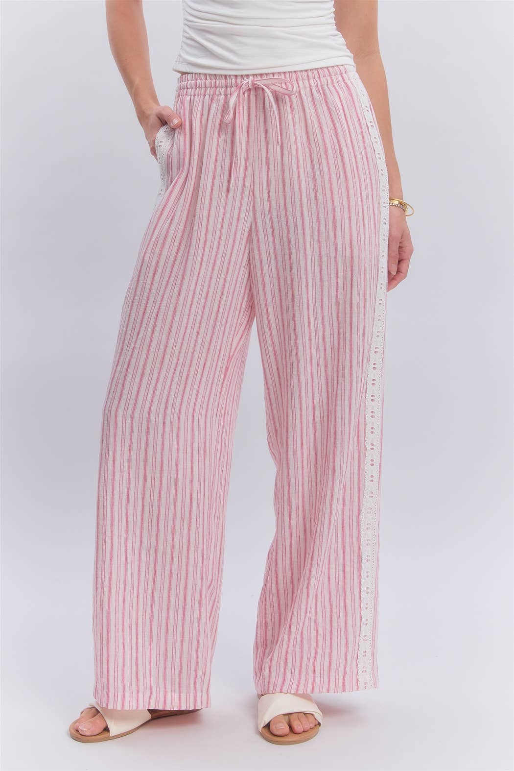 Pink Lace & Linen Bottoms
