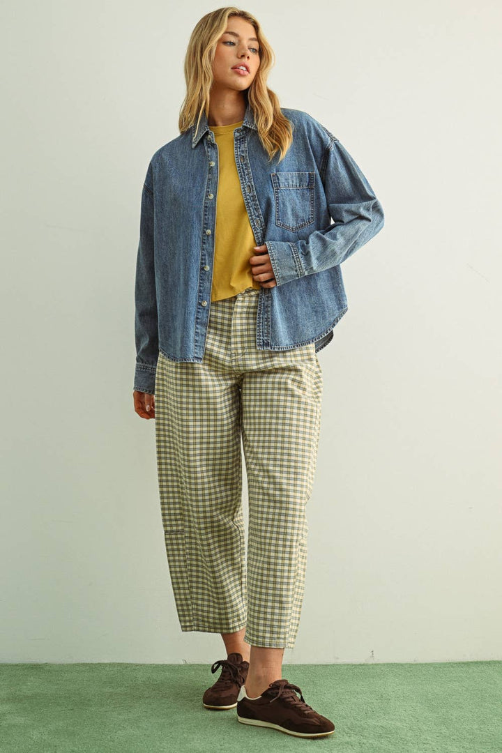 T6249   WASHED DENIM BUTTON DOWN SHIRTS - Baycreek & Co