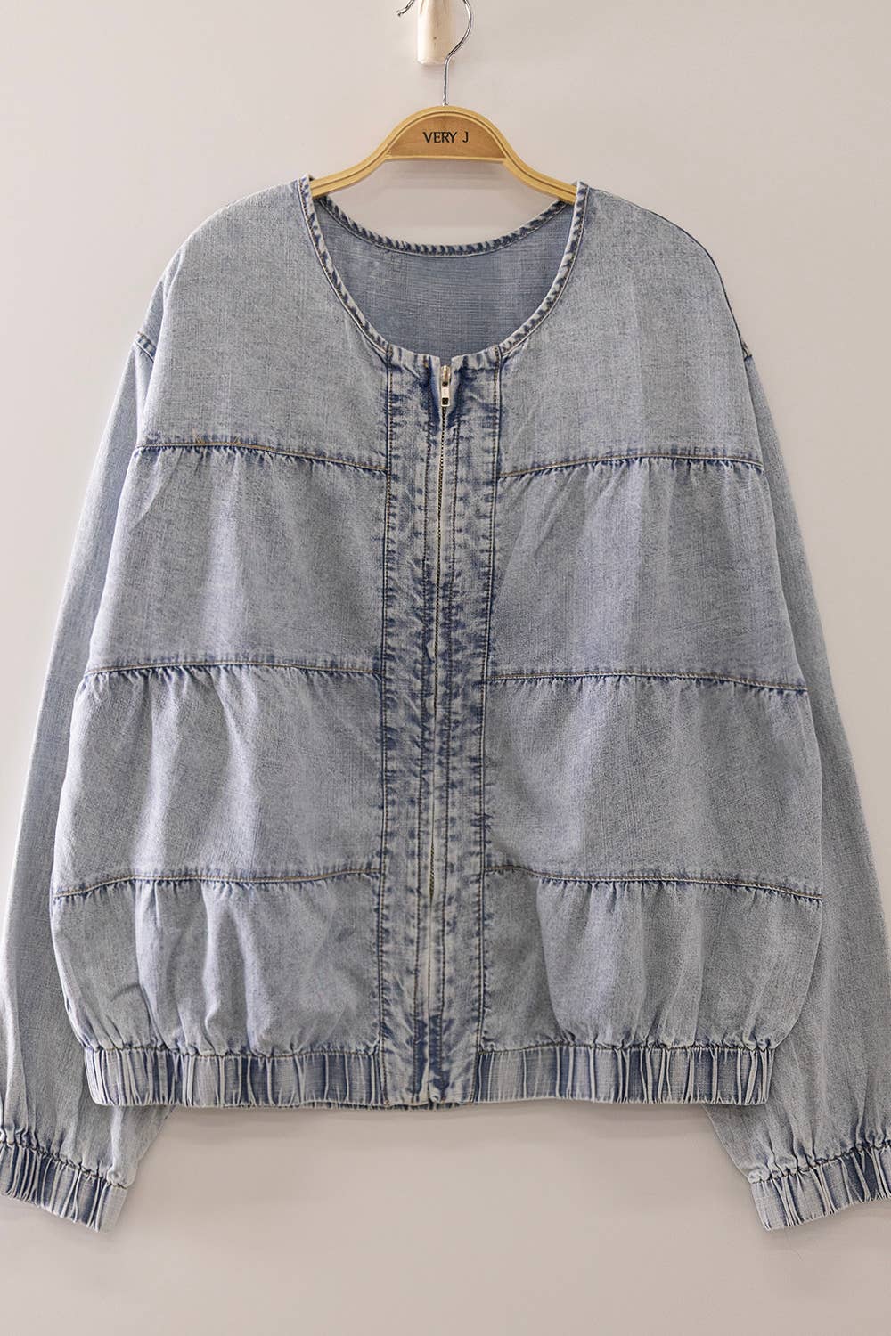VJT80102-VERY JEAN Tiered Layers Washed Denim Jacket - Baycreek & Co