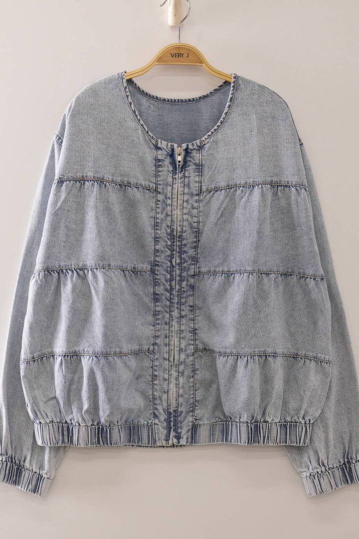 VJT80102-VERY JEAN Tiered Layers Washed Denim Jacket - Baycreek & Co