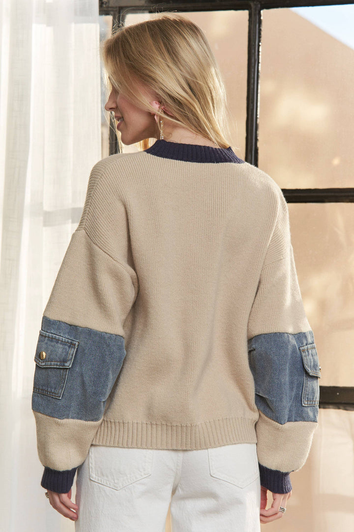 Denim Pocket Knit Sweater
