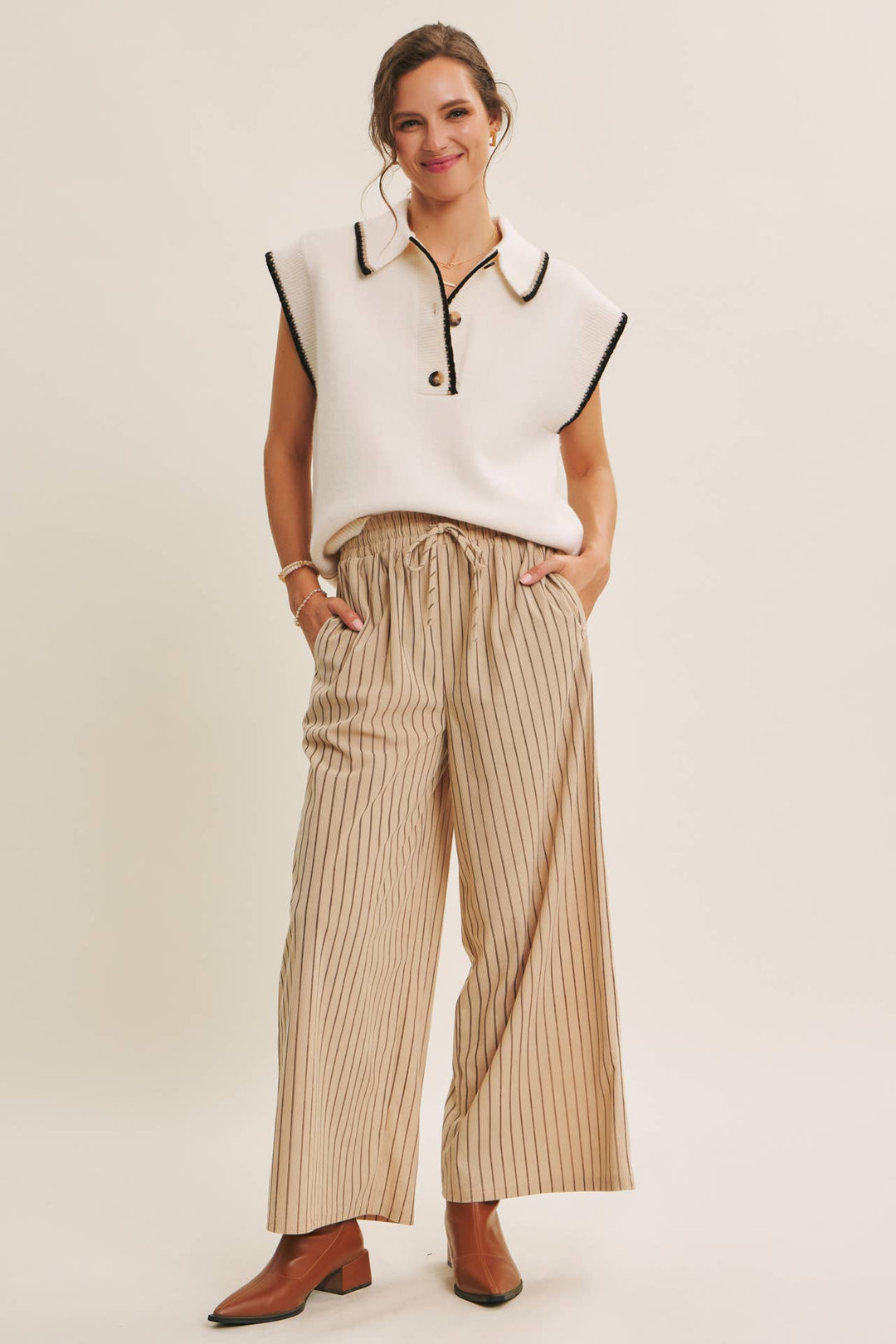 ENDLESSLY WEARABLE STRIPED CORDUROY COMFY WIDE-LEG PANTS - Baycreek & Co