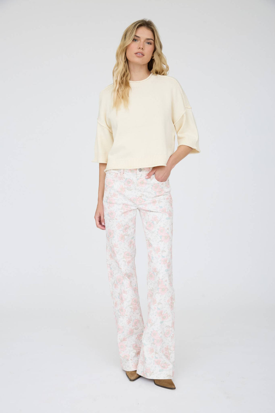 EXPOSED SEAM DROP SHOULDER SHORT SLEEVE PULLOVER - Baycreek & Co